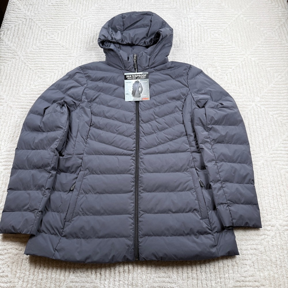 32 Degrees Heat Coat Women's L NWT Waterproof Winter Jacket Puffer Gray Outdoor